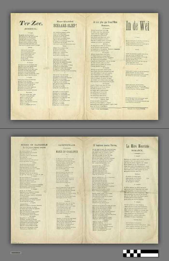 Liedjesteksten gezongen door de kinders Weyne: In de wei / Ter Zee...