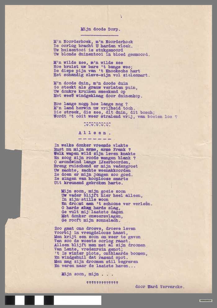 Mijn doode dorp / Alleen / De Duivelsput / Knocke / Zoutelied / Vroeger