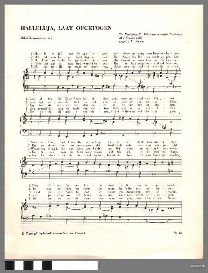 (1) Halleluja, laat opgetogen. (2) De lofzang Goria. (3) O vader. (4) Heer, onze Heer.