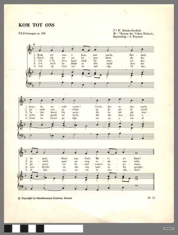 (1) Kom tot ons. (2) Wij Christenlieden. (3) Lied Cantate. (4) Ps. 42. Heer laat mij voor uw altaar komen.