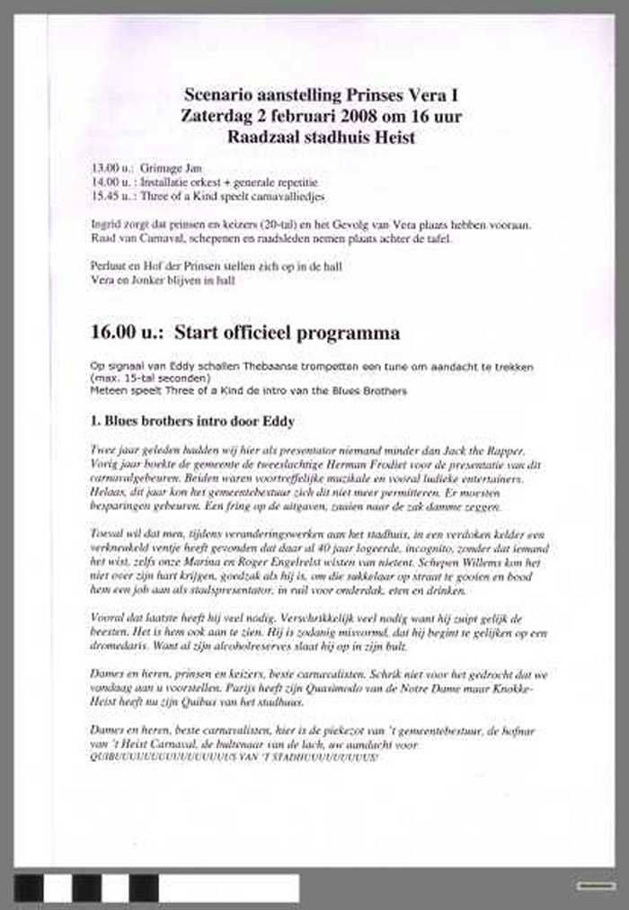 Scenario aanstelling Prinses Vera I 2008