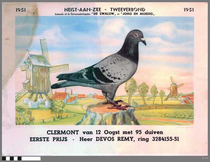 Diploma 1951 Eerste prijs Clermond - Devos Remy