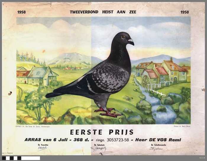 Diploma 1958 Eerste Prijs, Arras - De Vos Remi.