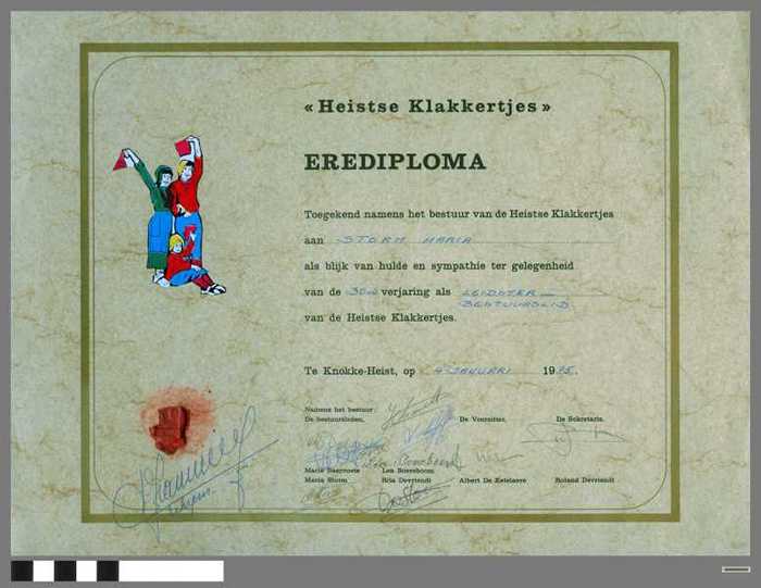 Heistse Klakkertjes. Erediploma 1975 - Storm Maria