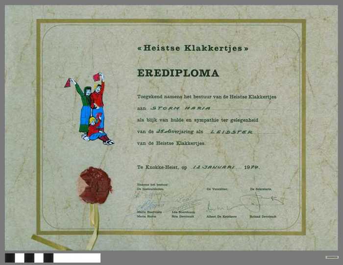 Heistse Klakkertjes. Erediploma 1974 - Storm Maria