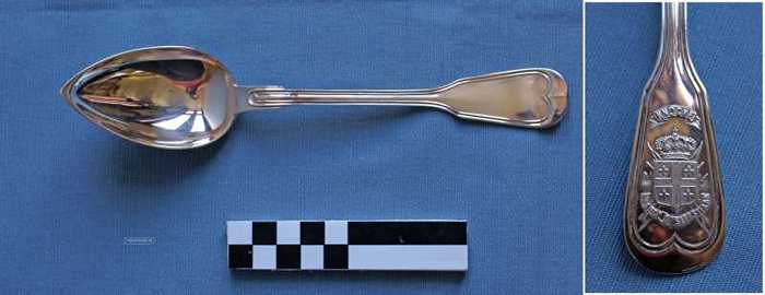 Zilveren lepel met wapenschild van Sint-Sebastiaansgilde - Knocke