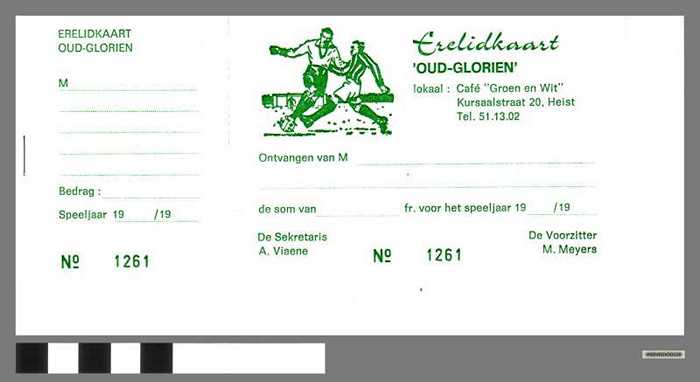 Boekje erelidkaarten Oud-Glorien