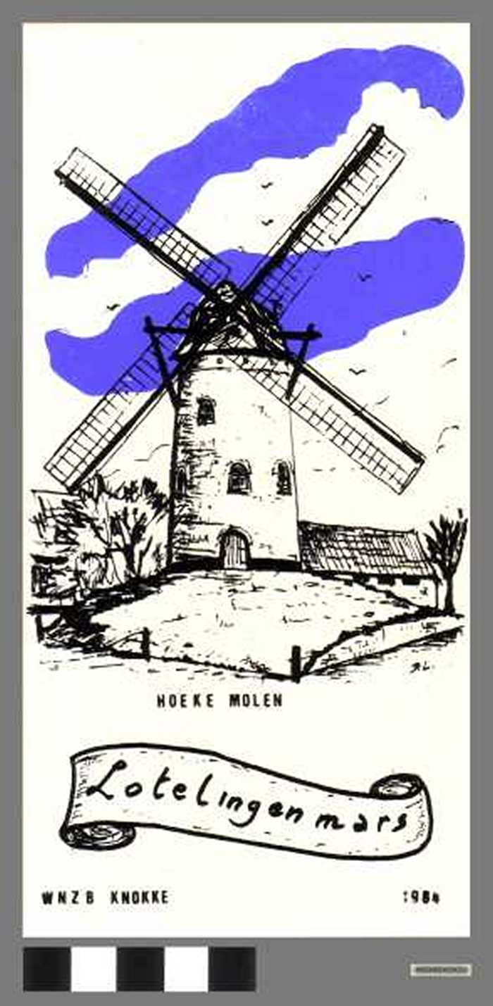 Siertegel in keramiek met afbeelding Hoeke Molen - uitgegeven bij de Lotelingenmars 1984