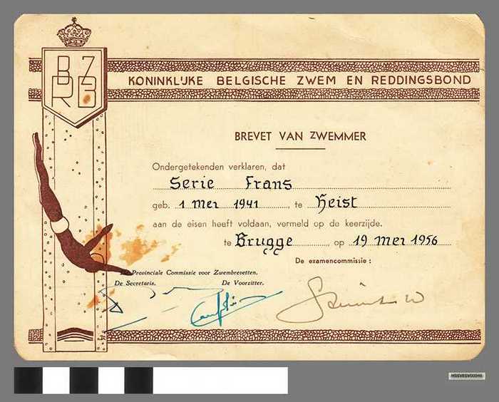 Koninklijke Belgische Zwem en Reddingsbond - Brevet van zwemmer - SERIE Frans