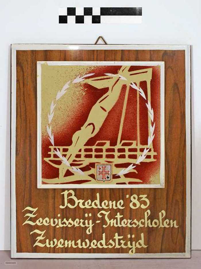 Plakkaat: Bredene '83 - Zeevisserij - Interscholen Zwemwedstrijd