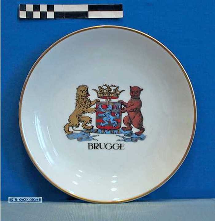 Porseleinen bord: S.P.Q.B - Brugge