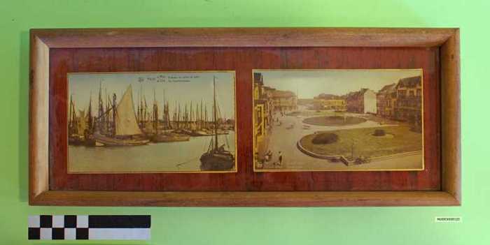 Dienblad met postkaarten, Heist a/Zee, Vissershaven en Albertplein