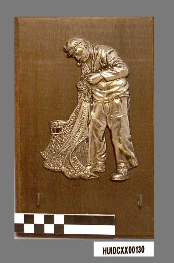 Sleutelplank met afbeelding van visser