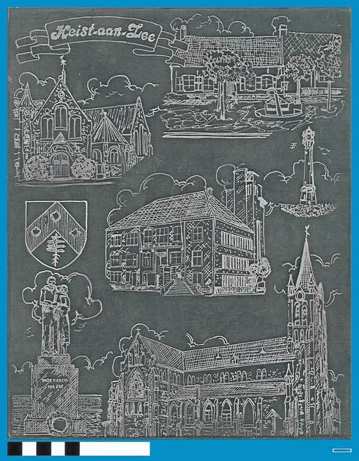 Kader met etswerk: Heist-aan-zee