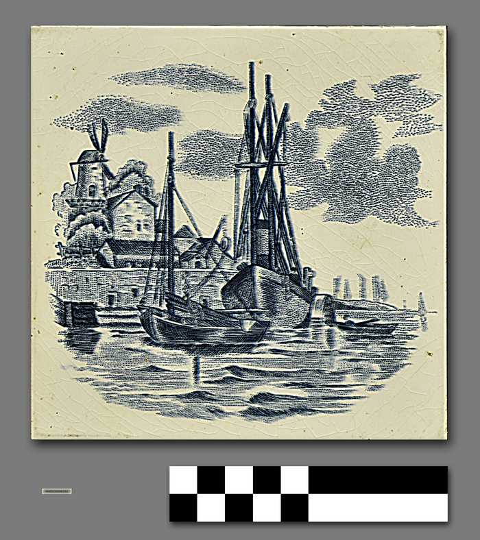 Siertegeltje met havenzicht