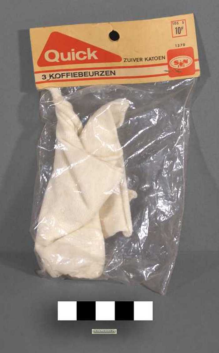 Zakje met drie koffiebeurzen uit zuiver katoen