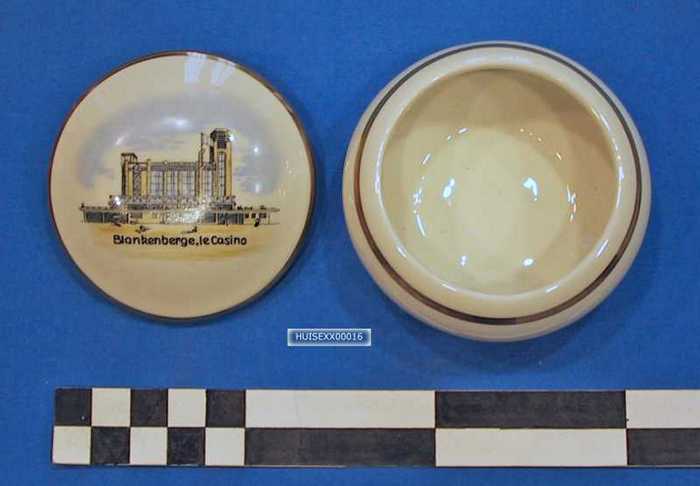 Potje met deksel in verguld porselein - Casino Blankenberge