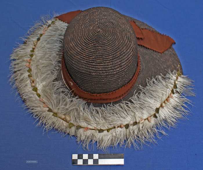 Dameshoed met strik en pluimen