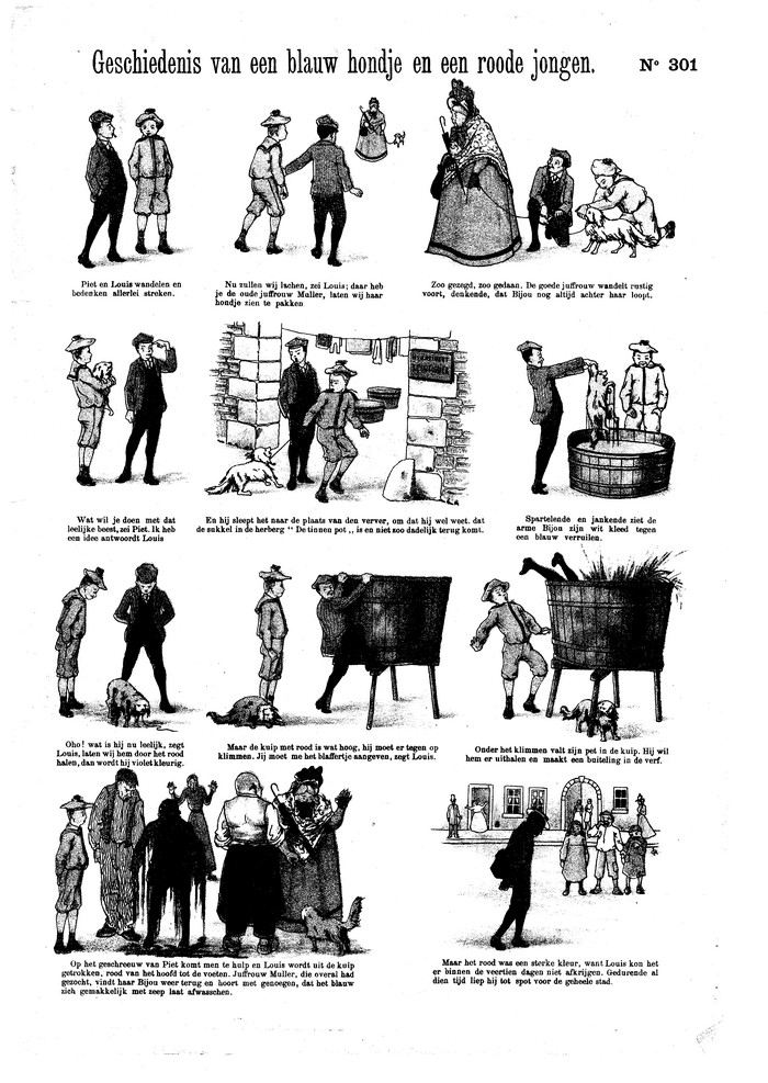 Geschiedenis van een blauw hondje en een roode jongen