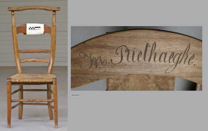 Kerkstoel met naam - M. Riethaeghe