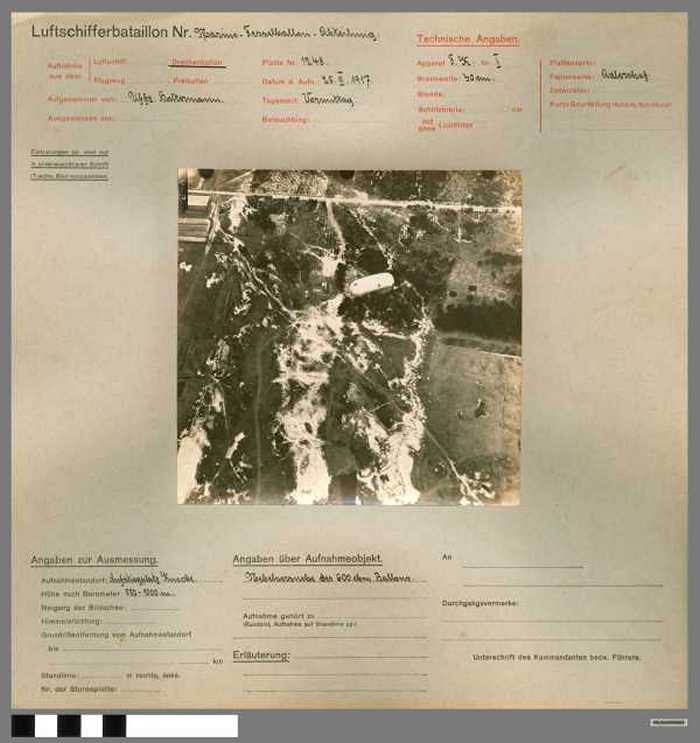 Nebelversuche des 600 dem(?) Ballons.(Duitse Militaire luchtopname)