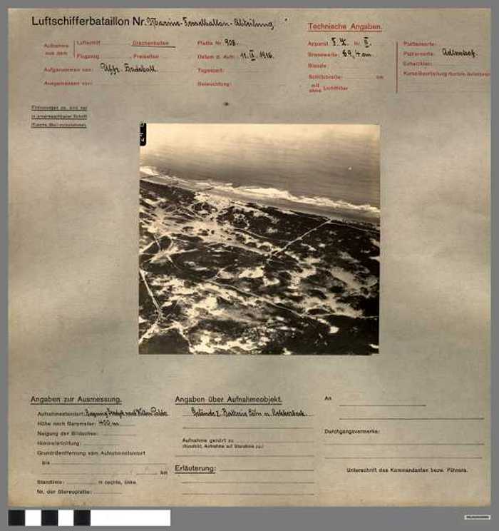 Gelände zur Batterie Cöln n. Lekkerbek. (Militaire luchtopname).