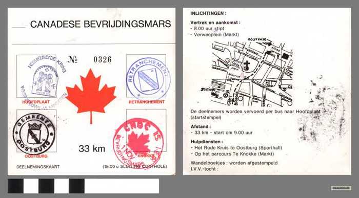 Canadese Bevrijdingsmars - Deelnemingskaart