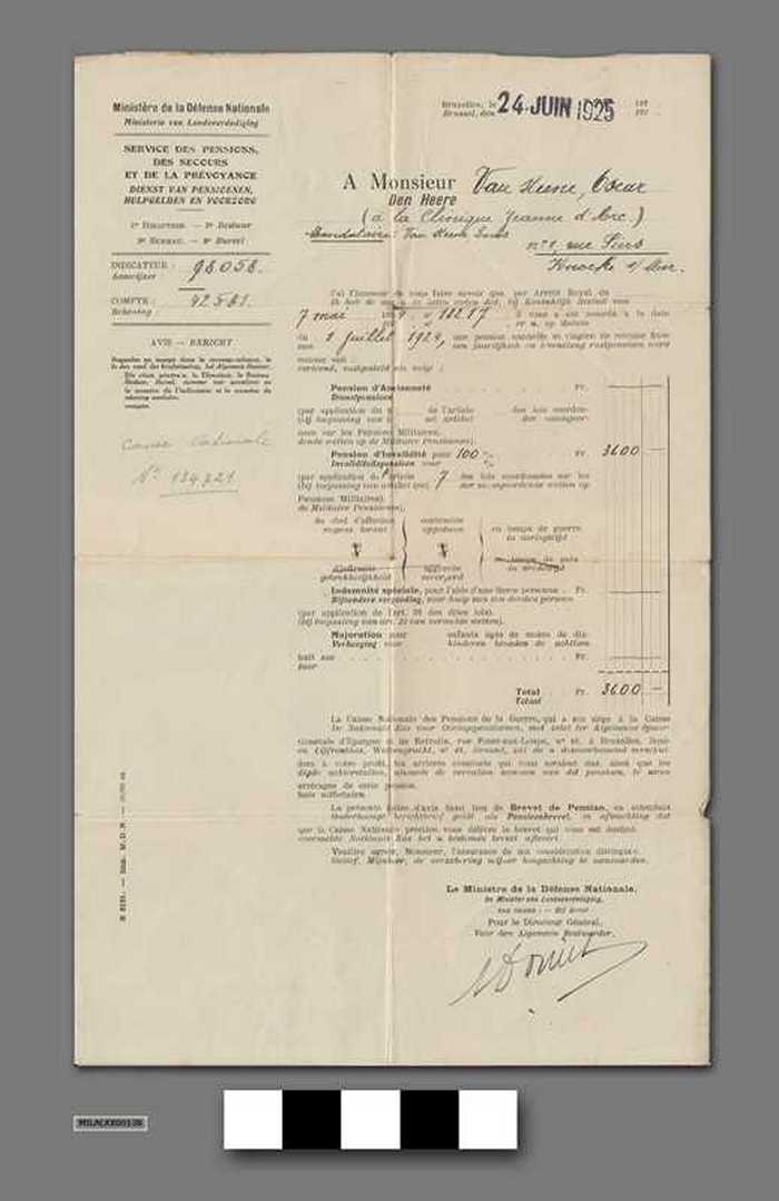 Ministère de la Défense Nationale - Van Steene Oscar - Toekenning rustpensioen