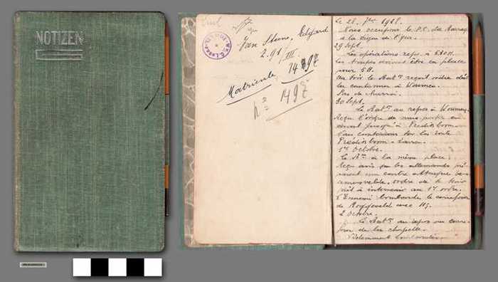 Notizen: boekje met allerlei notities over oolog/leger gemaakt door Van Steen, Edgard