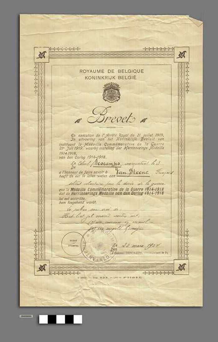 Koninkrijk België - Herrinnerings Medaille 1914-1918 - Van Steene François