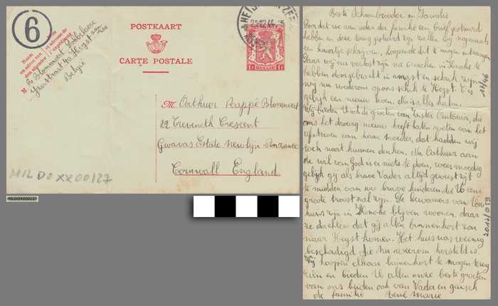 Briefwisseling (postkaart) aan Arthur Rappé tijdens WOII