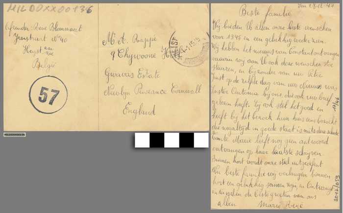 Briefwisseling (postkaart) aan Arthur Rappé tijdens WOII