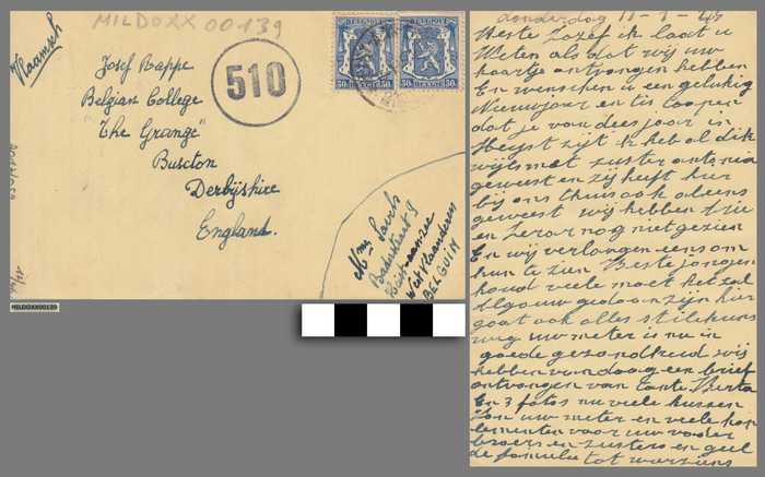 Briefwisseling (postkaart) aan Jozef Rappé tijdens WOII