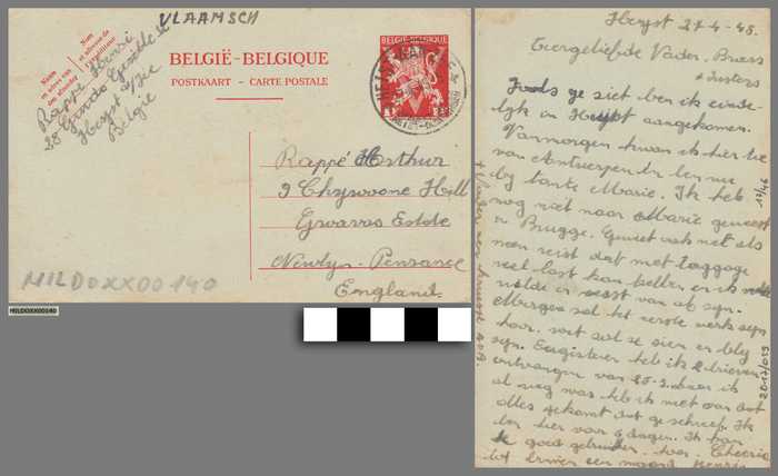 Briefwisseling (postkaart) aan Arthur Rappé tijdens WOII