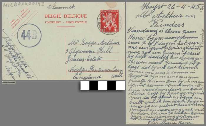 Briefwisseling (postkaart) aan Arthur Rappé tijdens WOII