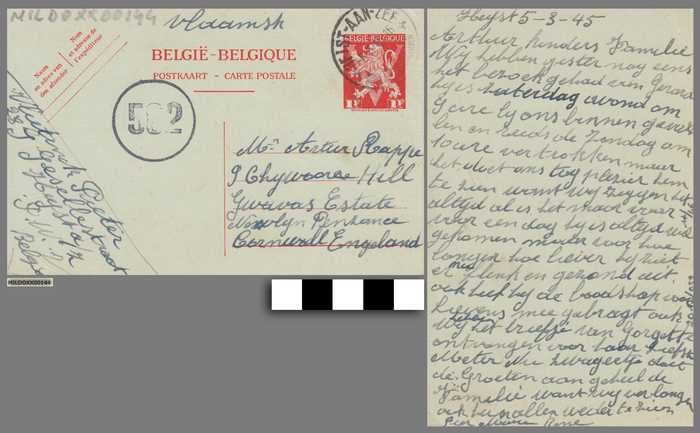 Briefwisseling (postkaart) aan Arthur Rappé tijdens WOII