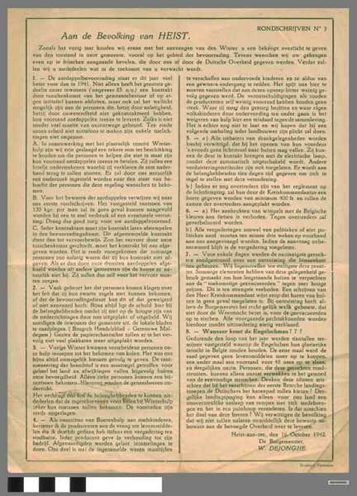 Rondschrijven N°3 Aan de bevolking van Heist