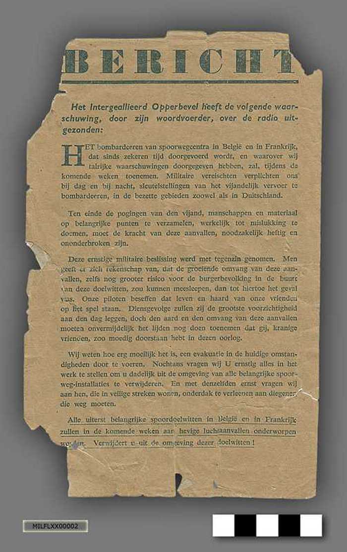 BERICHT van het Intergeallieerd Opperbevel - Luchtaanvallen