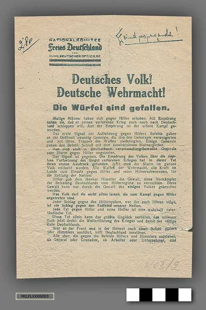 Deutsches Volk! Deutsche Wehrmacht! Die Würfel sind gefallen