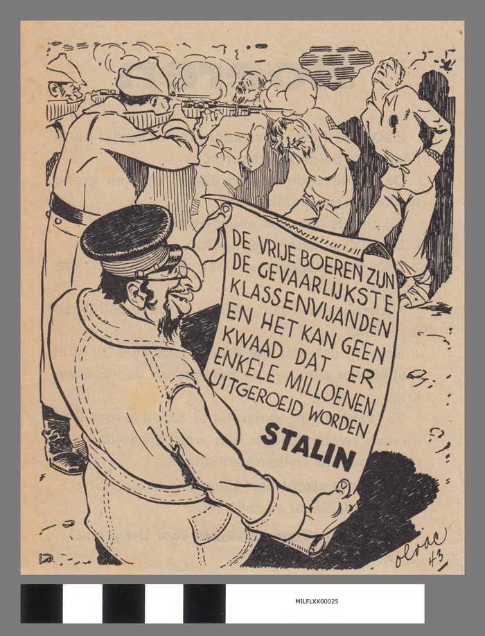 Blaadje met prent: Het afschieten van de boeren