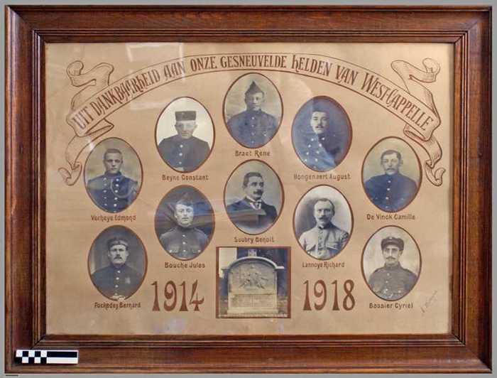 Uit dankbaarheid aan onze gesneuvelde helden van West-Capelle - 1914-1918