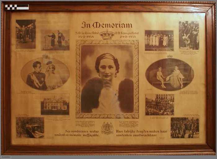 In memoriam H.M. Koningin Astrid 23-02-1934 tot 29-8-1935.