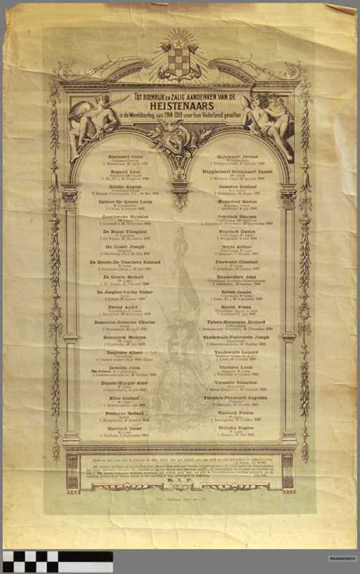 Aandenken aan Heistenaars gevallen in de Eerste Wereldoorlog