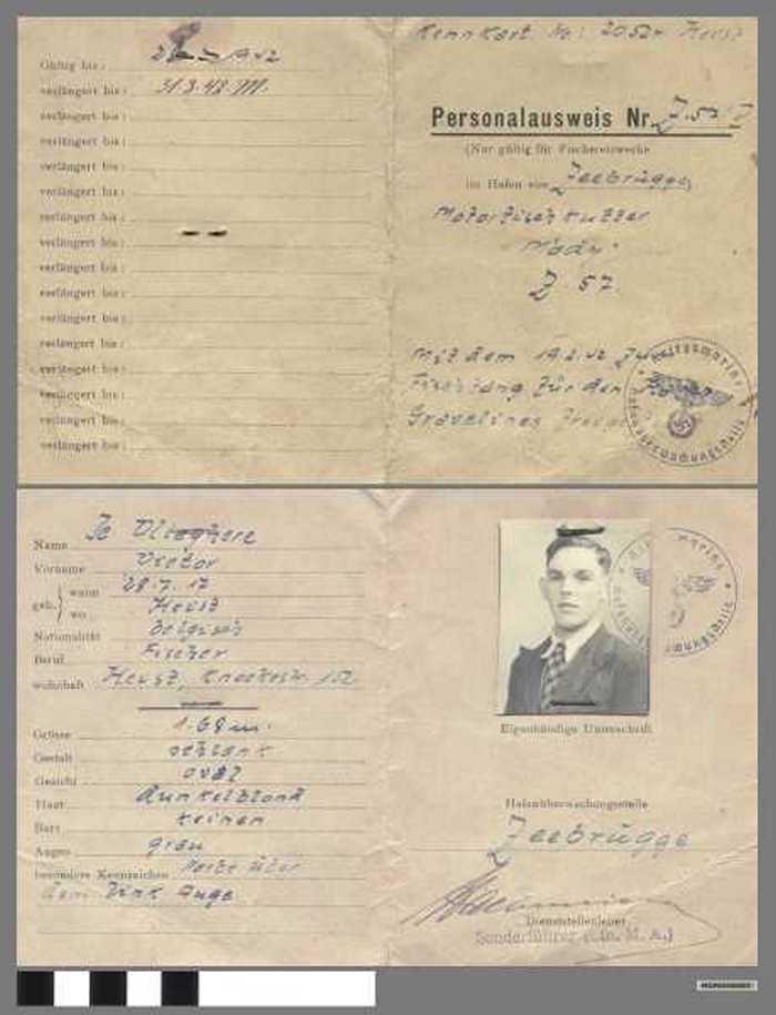 Personalausweis Nr. Z.57 - De Vlieghere Victor