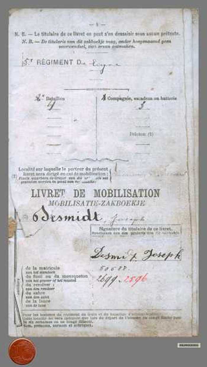Mobilisatie zakboekje - Livret de Mobilisation - van Joseph Desmidt