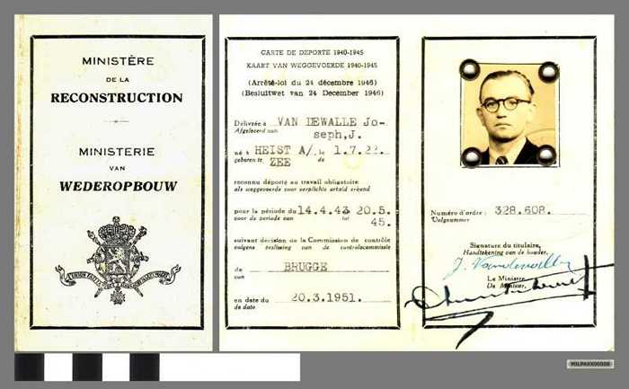 Ministerie van Wederopbouw. Kaart van weggevoerde 1940-1945.