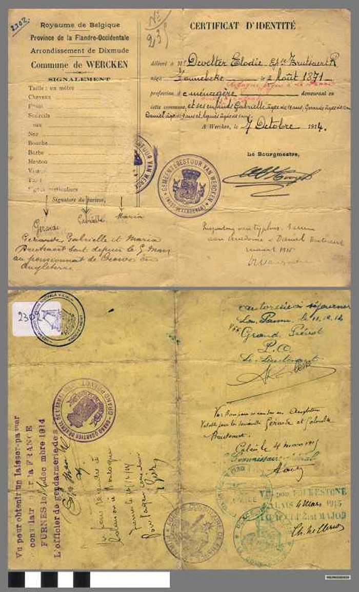 Certificat didentité du Royaume de Belgique, Commune de Wercken Develter Elodie
