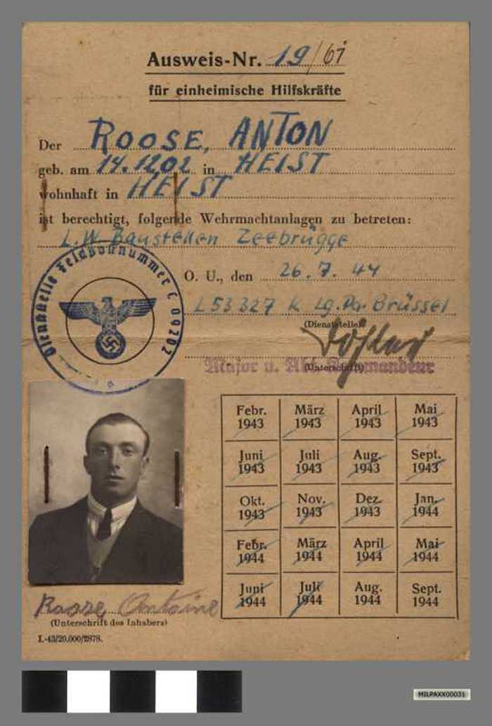 Ausweis für einheimische Hilfskräfte - ROOSE ANTON