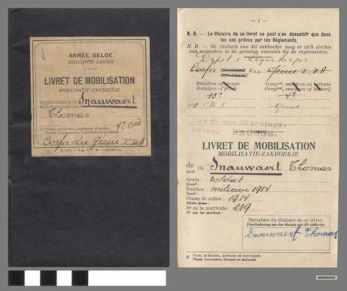 Mobilisatie-zakboekje -  Belgisch leger - SNAUWAERT Thomas