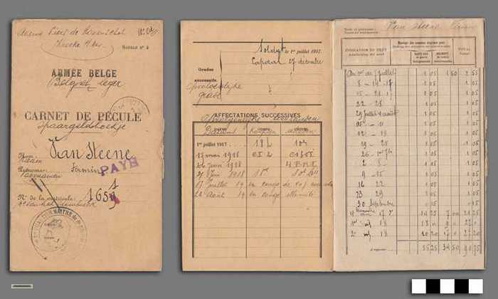 Armée Belgique - Carnet de Pécule - VAN STEENE Firmin